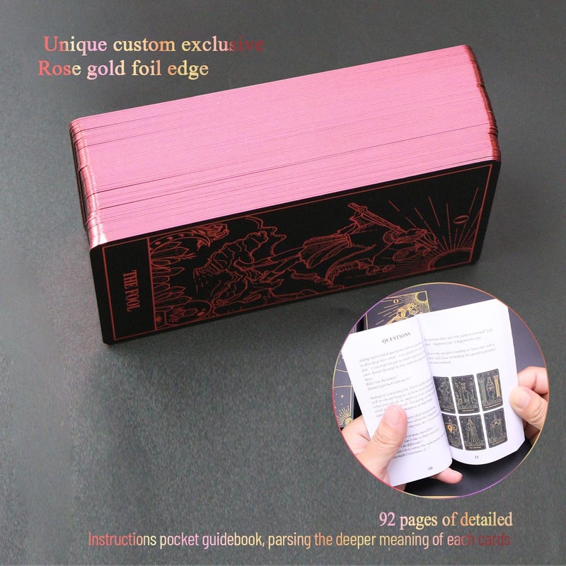 WJPC Rose Gold Edge Foil Tarot Card Decks Set with Guidebook&Gift Box for Beginner& Expert. Fortune Telling Game Cards for Tarot Decks. - Image 4